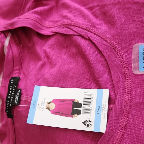 Social Standard by Sanctuary "Dylan Scoop Tee" Magenta Rose sz Large W-593 - Picture 6 of 6